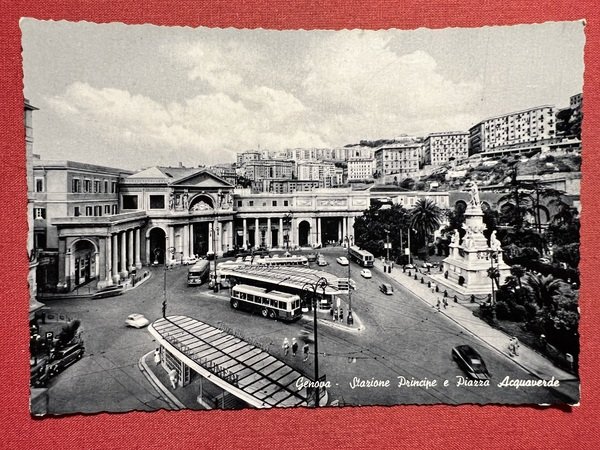 Cartolina - Genova - Stazione Principe e Piazza Acquaverde - …