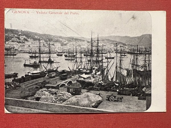 Cartolina - Genova - Veduta Generale del Porto - 1907