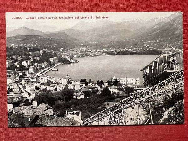 Cartolina - Lugano colla Ferrovia Funicolare del Monte S. Salvatore …