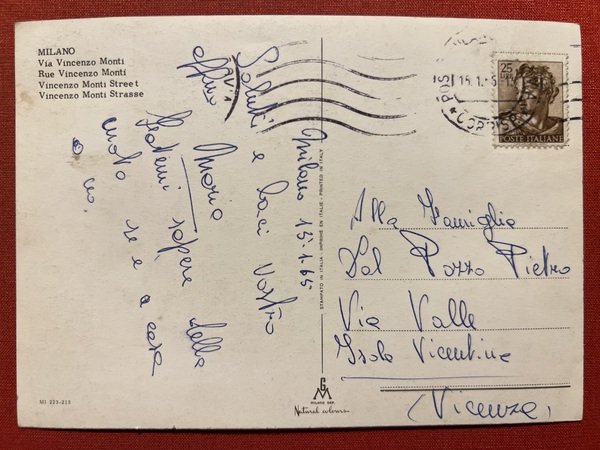 Cartolina - Milano - Via Vincenzo Monti - 1965
