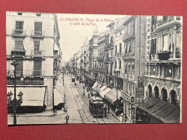Cartolina - Valencia - Plaza de la Reina y Calle …