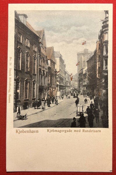 Cartolina - Danimarca - Kjøbenhavn - Købmagergade med Rundetaarn - …