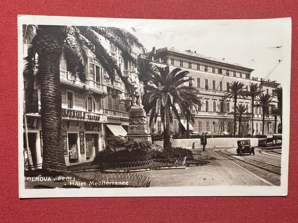 Cartolina - Genova - Pegli - Hotel Mediterranee - 1938