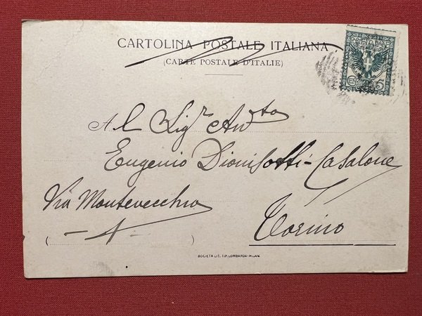 Cartolina - Il Monte Rosa da Borgomanero - 1906