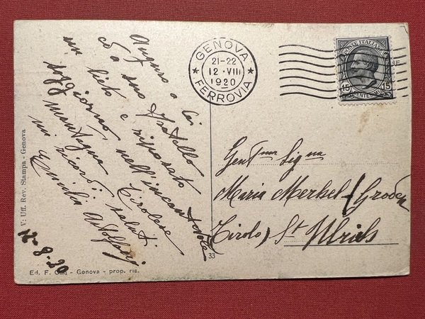 Cartolina - Genova - La Cascata - 1920