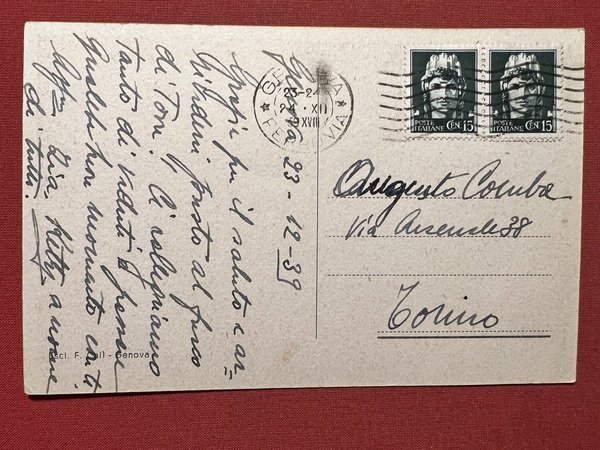 Cartolina - Genova - Panorama dal Righi - 1939