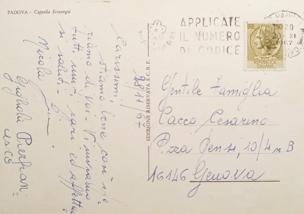 Cartolina - Padova - Cappella Scrovegni - 1967