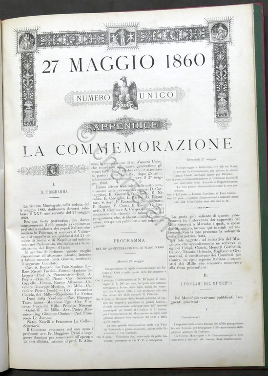27 maggio 1860 - Numero unico - Palermo 27 maggio …