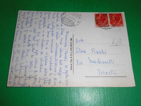 Cartolina Dumenza - Panorama con veduta del Lago Maggiore 1954