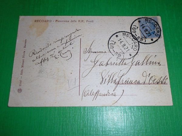 Cartolina Recoaro - Panorama delle RR. Fonti 1921.