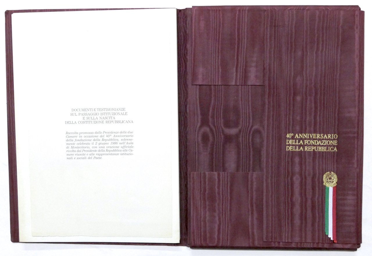 40° anniversario fondazione della Repubblica documenti e testimonianze - 1986 | Immagine principale