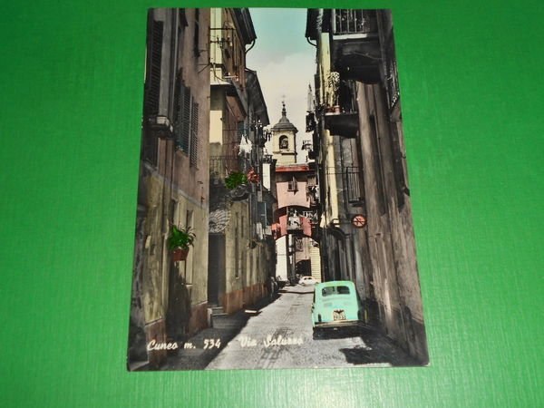 Cartolina Cuneo - Via Saluzzo 1960 ca