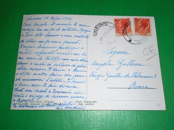 Cartolina Chiavari - Bacezza e Pensione Castagnola 1956