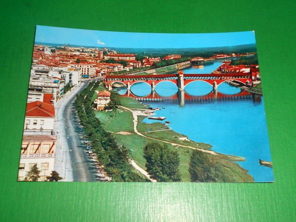 Cartolina Pavia - Scorcio panoramico e Ponte Vecchio 1960 ca