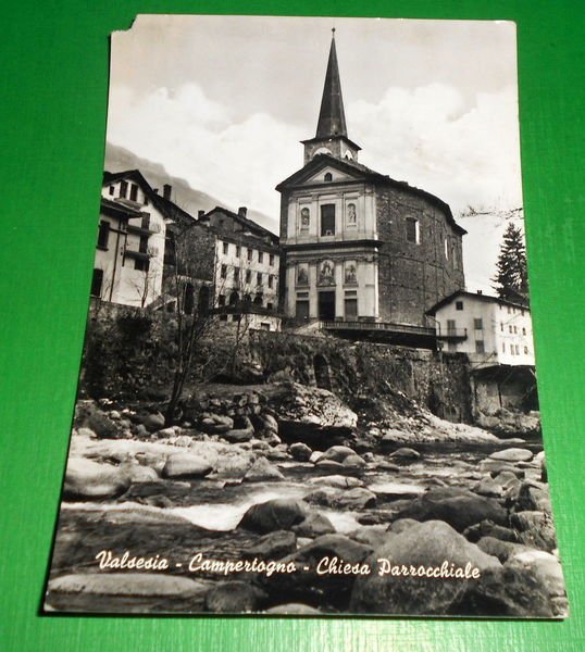 Cartolina Valsesia - Campertogno - Chiesa Parrocchiale 1965.