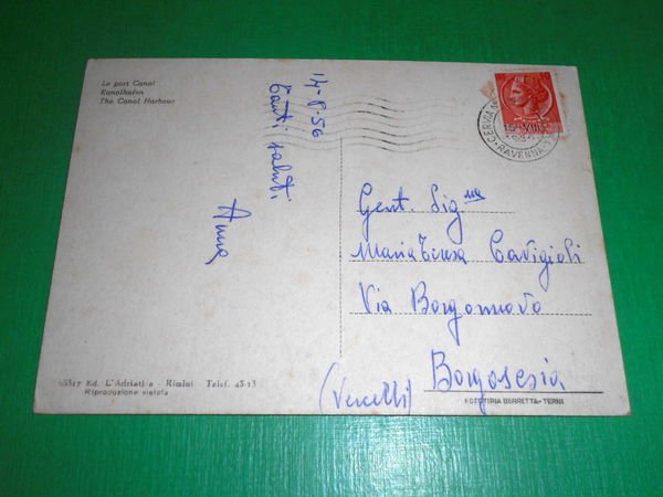 Cartolina Cervia - Il Porto Canale 1956
