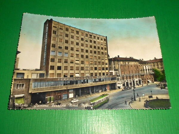 Cartolina Milano - Stazione Ferrovie Nord Milano1959