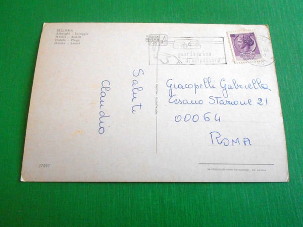 Cartolina Bellaria - Alberghi - Spiaggia 1963.