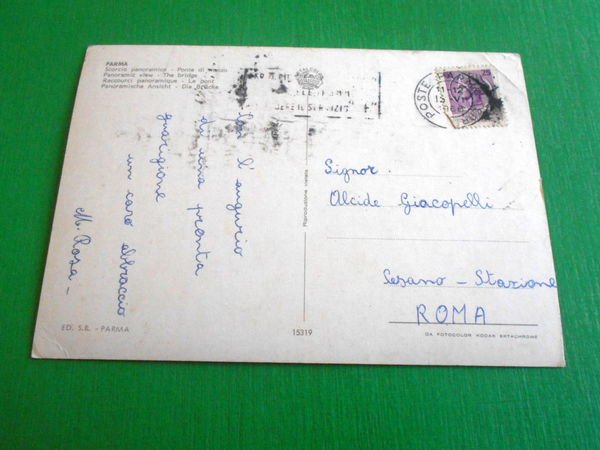 Cartolina Parma - Scorcio panoramico - Ponte di mezzo 1968.