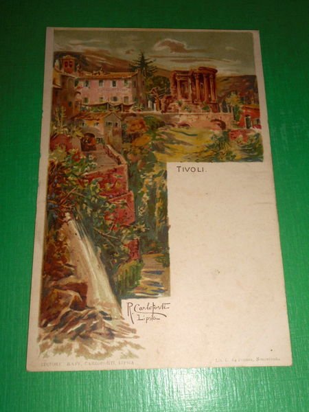 Cartolina Tivoli - Particolare - illustratore R. Carloforti 1900 ca.