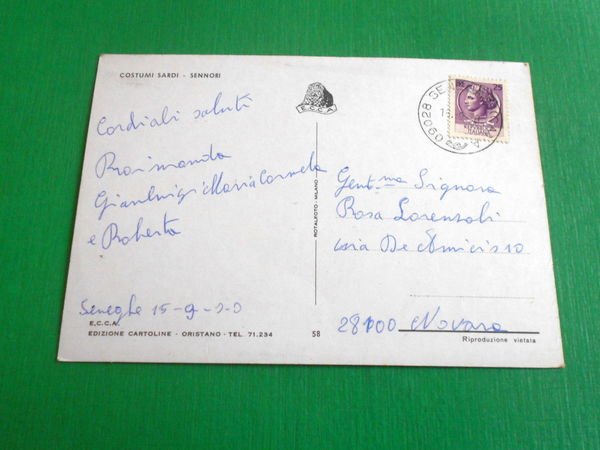 Cartolina Costumi Sardi - Sennori 1970.