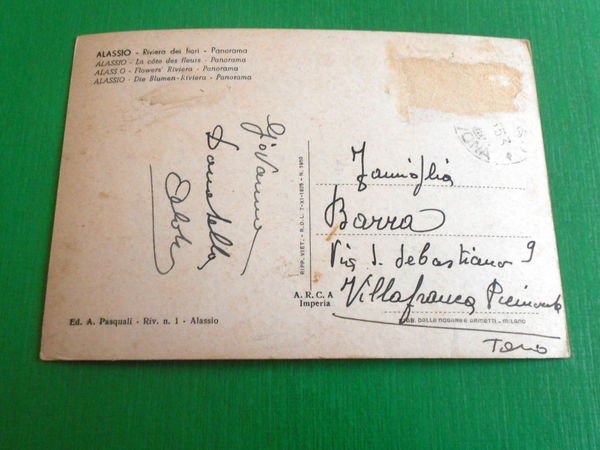 Cartolina Alassio - Panorama 1953.