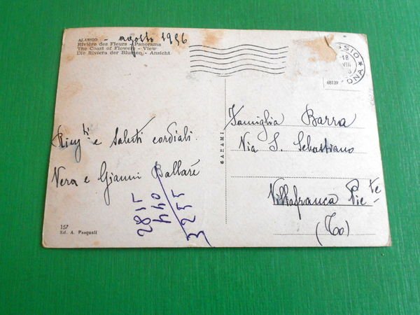 Cartolina Alassio - Panorama 1956.