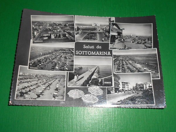 Cartolina Saluti da Sottomarina - Vedute diverse 1952.