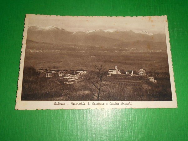 Cartolina Zubiena - Parrocchia S. Cassiano e Canton Trucchi 1945