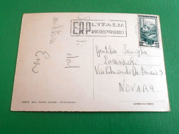 Cartolina Civitavecchia - Motonavi per la Sardegna 1952.