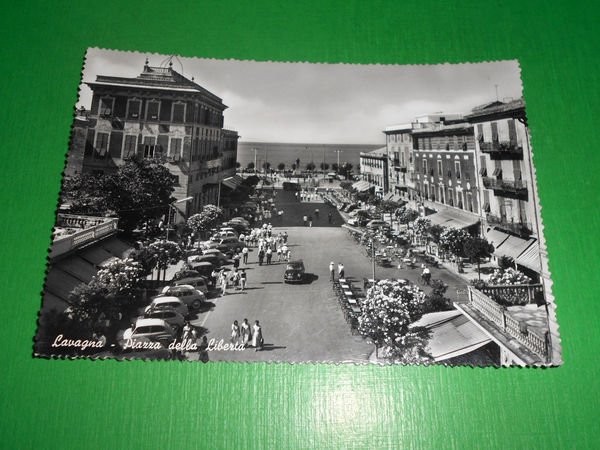 Cartolina Lavagna - Piazza della Libertà -- 1958