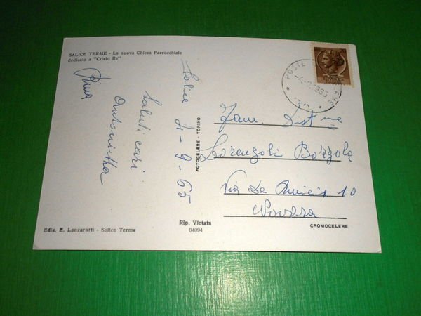 Cartolina Salice Terme - La nuova Chiesa Parrocchiale 1965