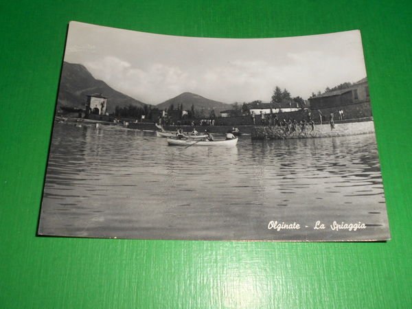 Cartolina Olginate - La spiaggia 1956