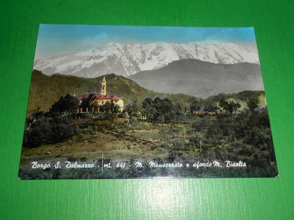 Cartolina Borgo S. Dalmazzo - M. Monserrato e sfondo M. …