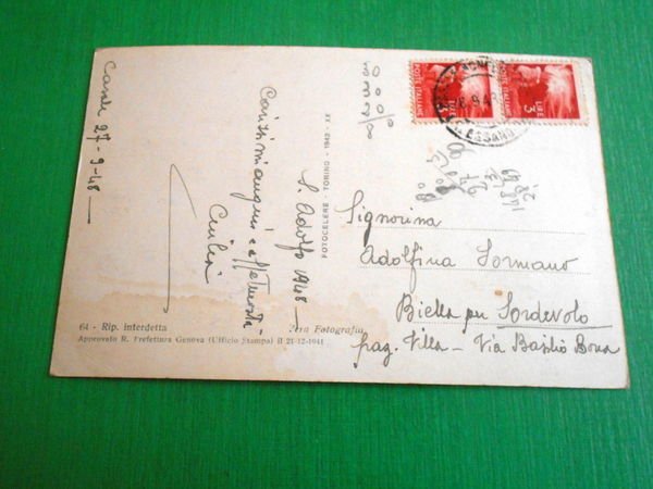 Cartolina Genova - Viale Duca d' Aosta 1948