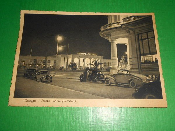 Cartolina Viareggio - Piazza Puccini ( notturno ) 1941.