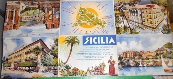 Volantino Pubblicità Propaganda Turistica Sicilia Palermo Taormina.