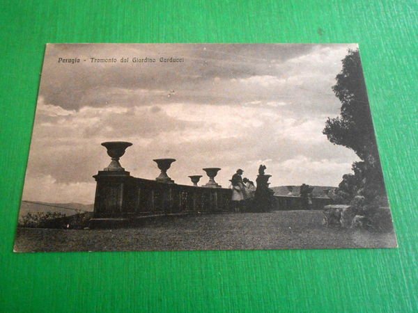 Cartolina Perugia - Tramonto dal Giardino Carducci 1920 ca.