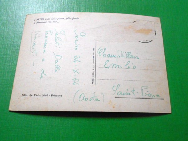 Cartolina Soriso - Visto dalla pineta 1954.