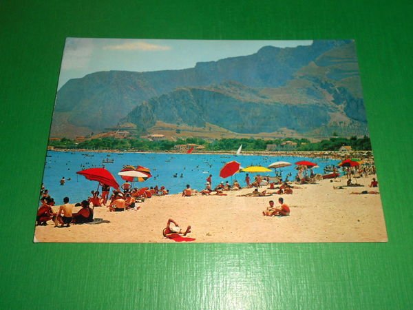 Cartolina Mondello ( Palermo ) - Spiaggia 1966.