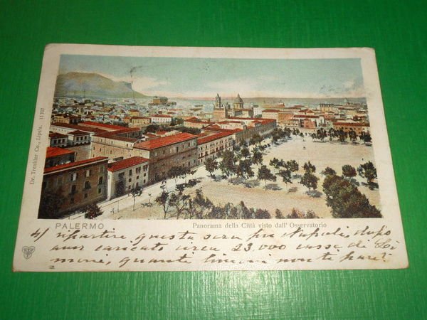 Cartolina Palermo - Panorama della Città visto dall' Osservatorio 1902.