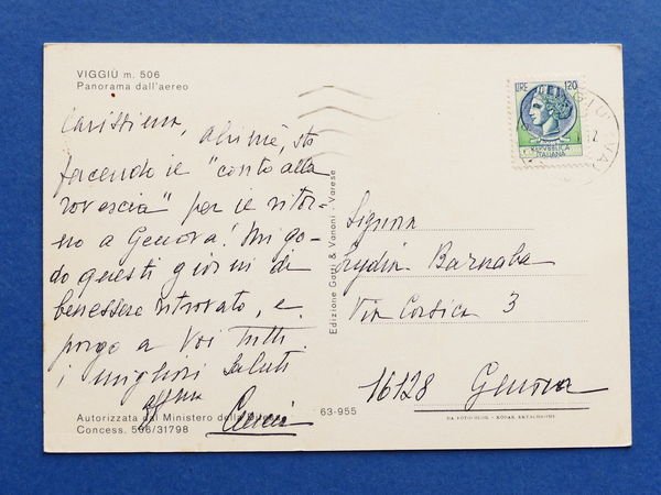 Cartolina Viggiù - Panorama dall'aereo - 1980