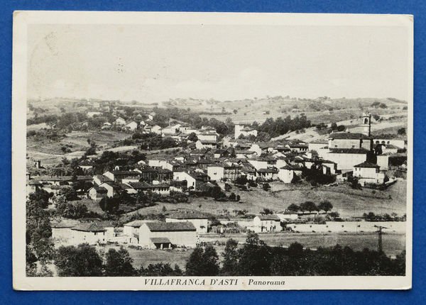 Cartolina Villafranca d'Asti - Panorama - 1953.