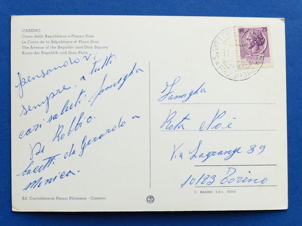 Cartolina Cassino - Corso della Repubblica e Piazza Diaz - …