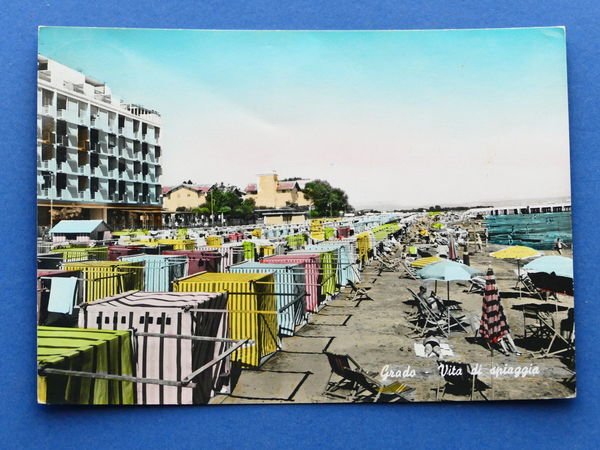 Cartolina Grado - Vita di spiaggia - 1958.