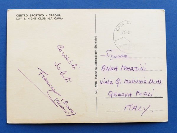 Cartolina Carona - Day & Night Club La Cava - …