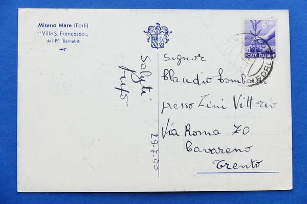 Cartolina - Misano Mare - Villa S. Francesco - 1950.
