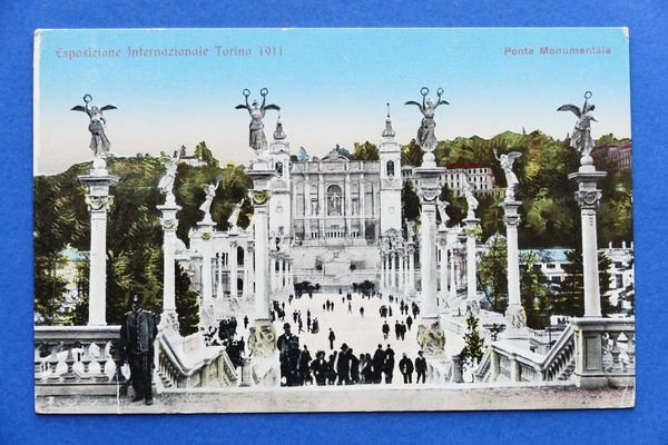 Cartolina Esposizione Torino 1911 - Ponte Monumentale