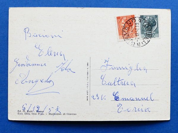 Cartolina Maddalena di Giaveno - Panorama - 1957.