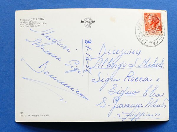 Cartolina Reggio Calabria - Lungomare e Lido - 1954.